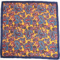 Wholesale Silk Paisley Screen Print Orange Men's Pocket Squares